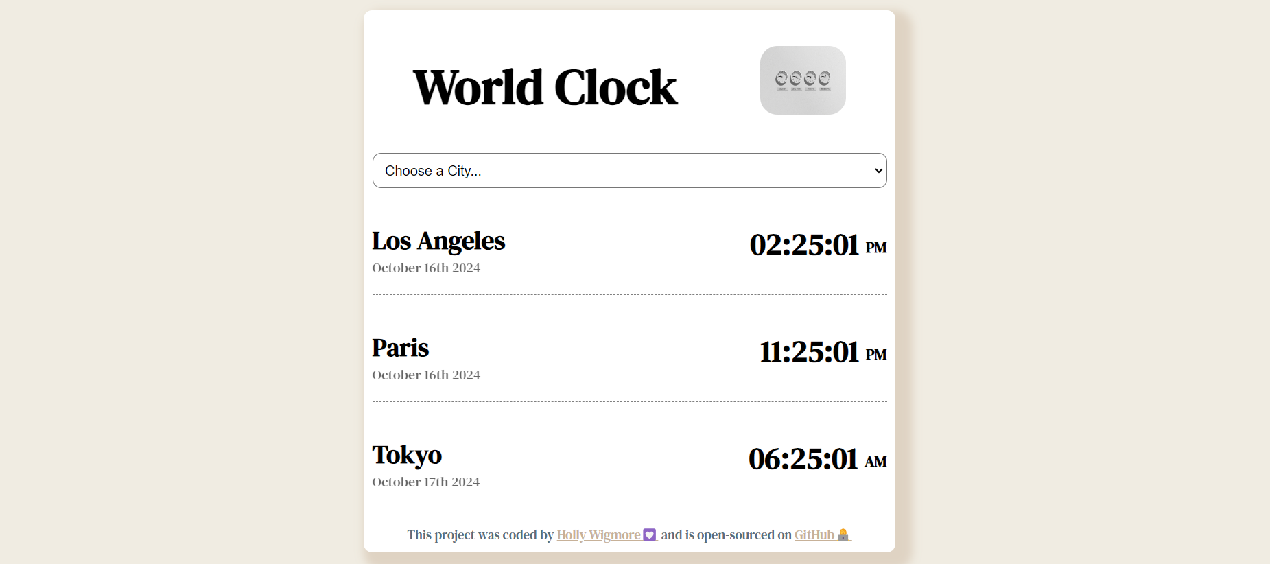 World Clock Page